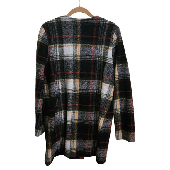 Nanette Lepore NWOT Wool Blend Plaid Collarless Coat Size M - Picture 2 of 8